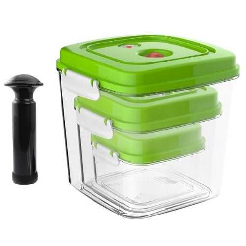 Caja de alimentos al vacío con bomba.