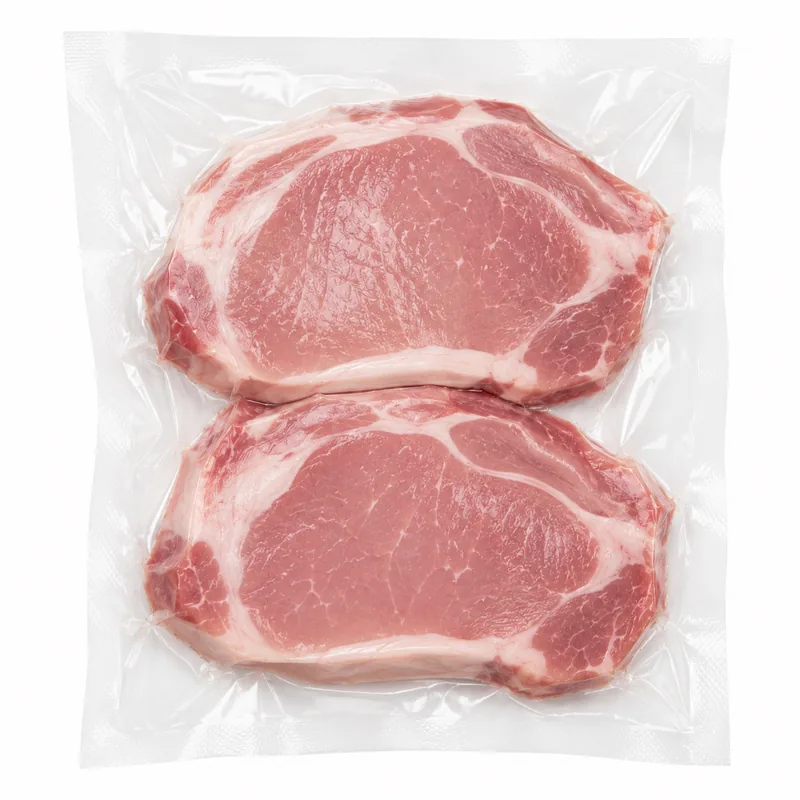 Pièces of porc emballées sous vacuum en carnicería